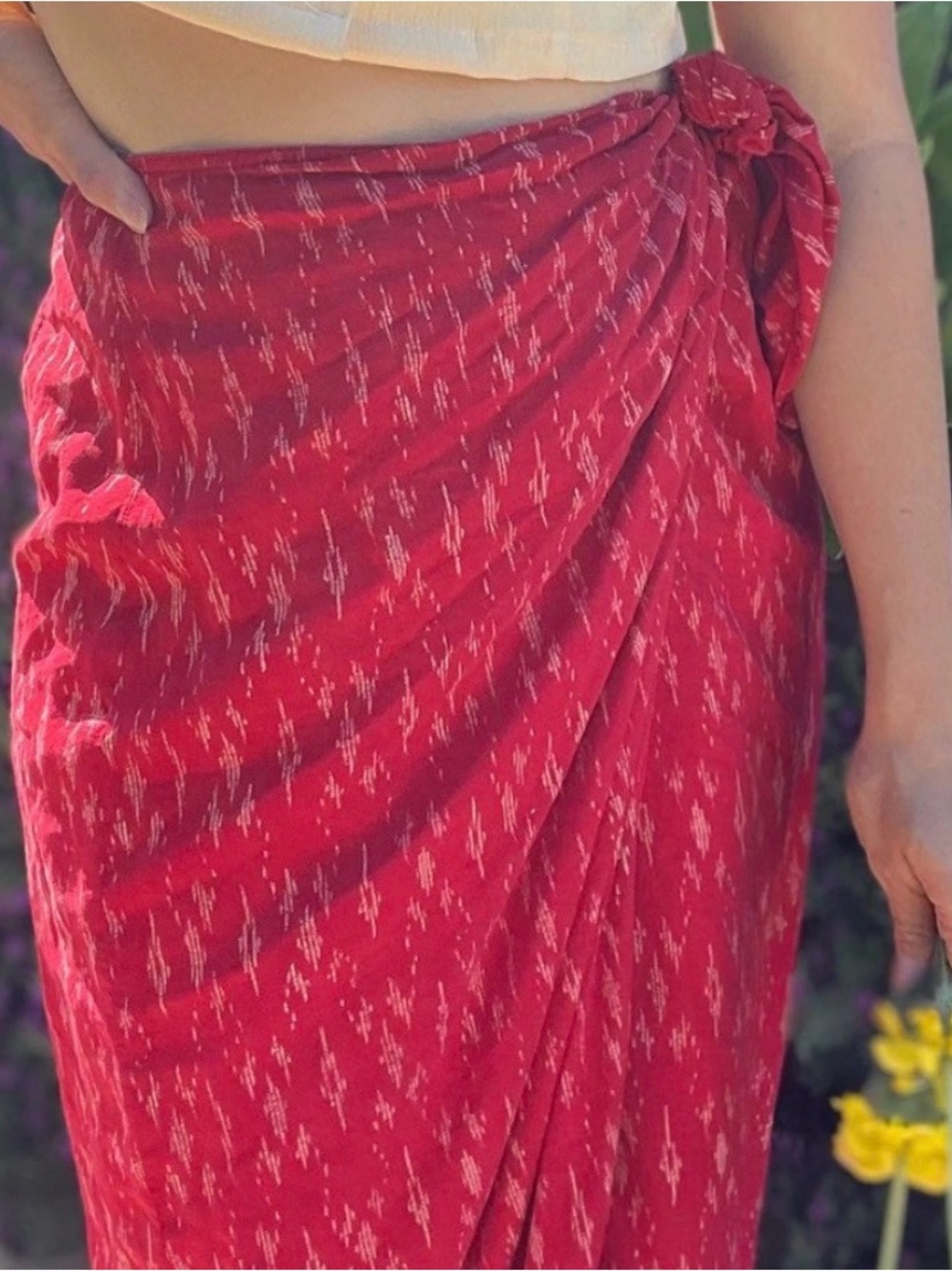 Ralph Lauren Wrap Midi Skirt/Cover Up Red Print